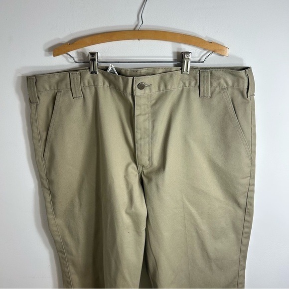 Carhartt Tan Khaki Pants 42x28 Men’s Flat Front - Picture 3 of 6